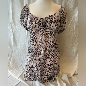 Lush Off the shoulder mini leopard dress